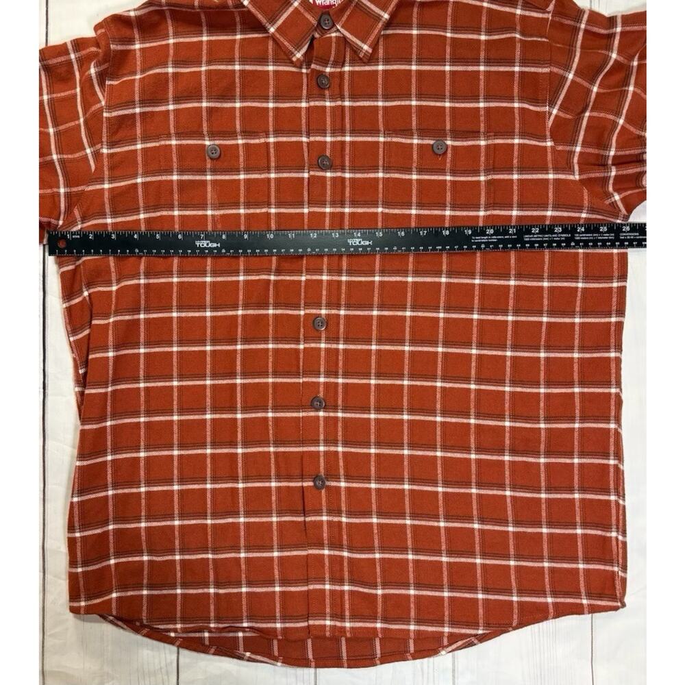 Wrangler Men’s Lightweight Flannel Shirt Orange Plaid Work Shirt Size XL - Picture 5 of 7